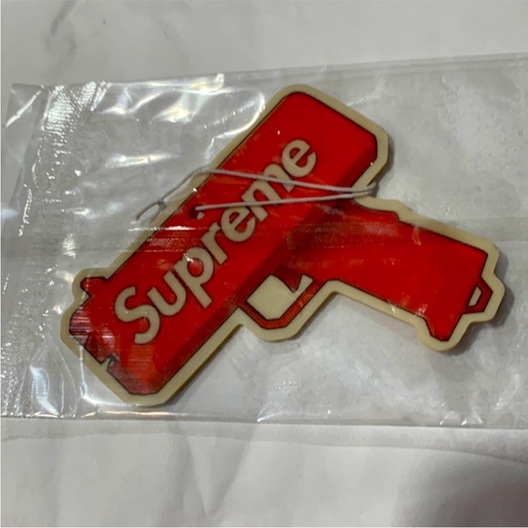 Supreme Stickers in Zip Lock Bag & Air Freshener Money Gun - Picture 3 of 4